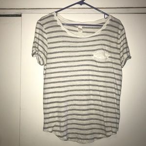 ❌SOLD❌ H&M Gray & White Striped Slub Jersey T-Shir